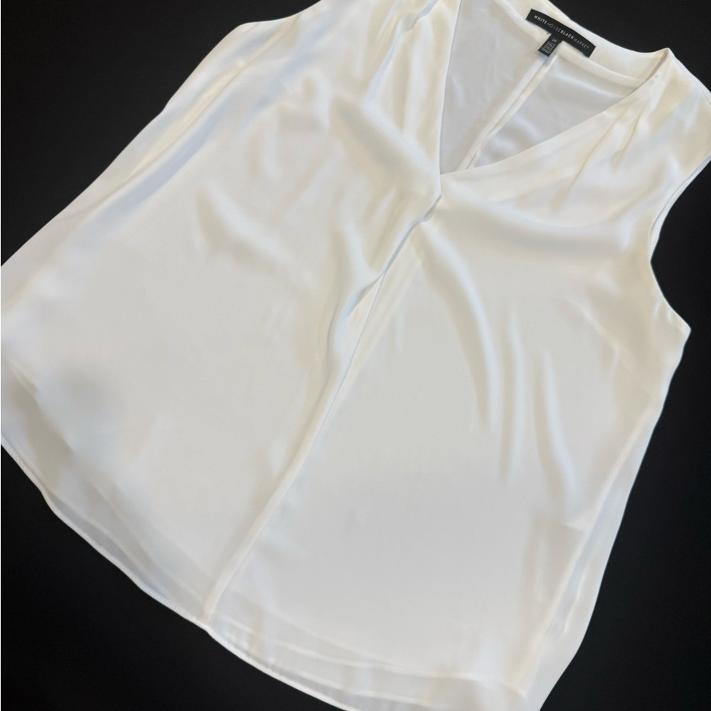 White House Black Market V-Neck White Blouse